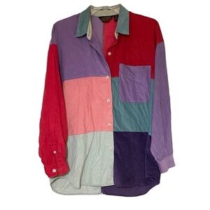 Vintage Eddie Bauer Color Block Corduroy Shacket Sz Medium